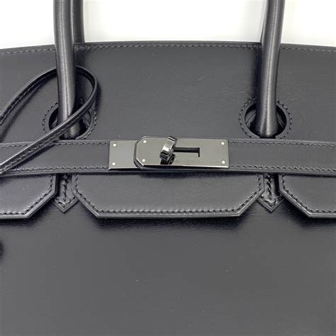 Hermes so black leather strap